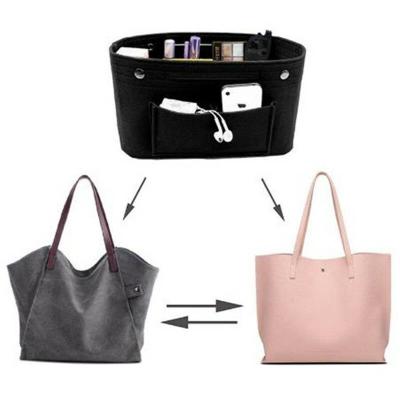 China Durable Hot Sale Private Label Women Fashion Felt Black Cosmetic Bag for sale