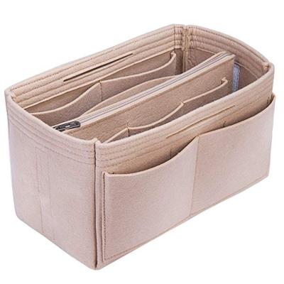 China Durable Women Portable Travel Cosmetics Bag Organizer Custom Felt Handbag Insert for sale