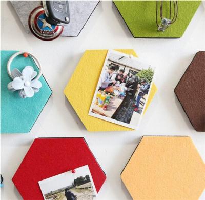 China Eco-friendly Hexagon Adhesive Felt EVA Message Board With Wood Pin for sale