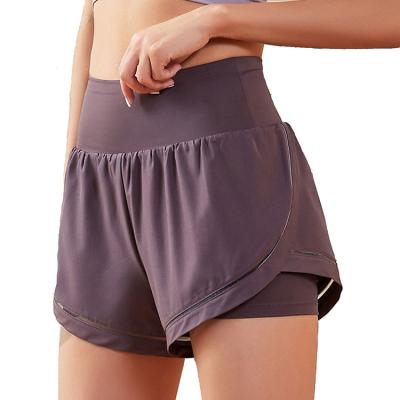 China Quick-Drying Breathable Women's Yoga Wear Solid Color Anti-Skid Track Shorts for sale