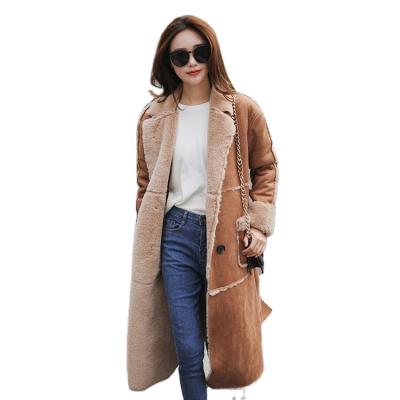 China 2021 Windproof Overcoat Fashionable Style Warm Suede Fabric Sherpa Shear Thick Coats For Women for sale