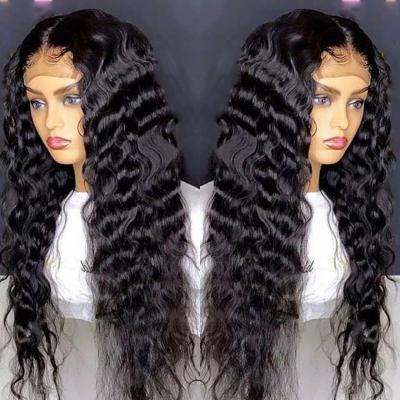 China High Quality Deep Wave Deep Wave Lace Closure Human Hair Wigs 100% HD 5x5 Density 100% Density 5x5 Closure Wig Unprocessed For Black Women for sale