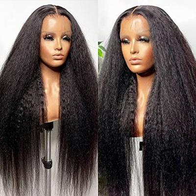 China Ada Wigs Vendor HD 13X6 Full Lace Front Human Hair Wigs 100% Virgin Kinky Straight Transparent Kinky Straight Human Hair Wigs 13X6 Lace Frontal Wigs for sale