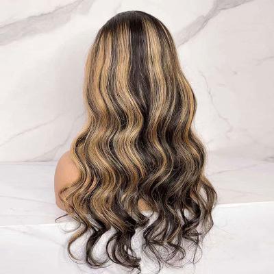 China Best Selling Body Wave Cheap Virgin Hair Wig #4/27 Highlight 13x4 Transparent Lace Front Wig for sale