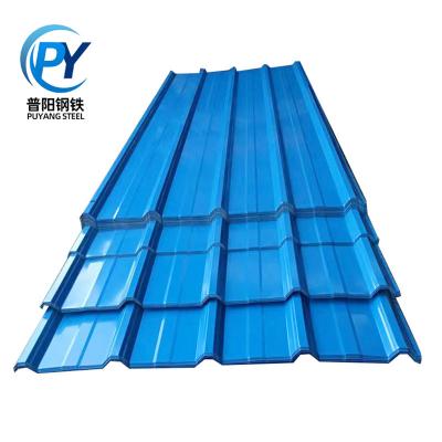 China PUYANG Zinc Z60 Structural STEEL Metal Roof Sheets Corrugated Galvanized Coating Roofing Steel Sheet PPGI Tile For Building for sale