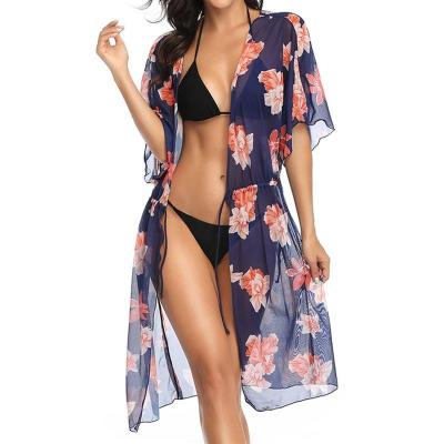 China Breathable Accept OEM Summer New Flower Printed Swimwear Swimsuit Cover Up Women for sale