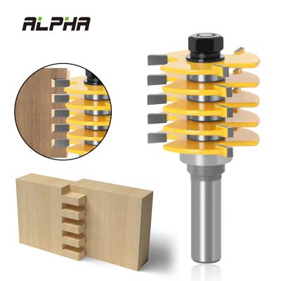 China ALPHA 1/2' 12mm Carbide Tenon Cutters Individual Wood Adjustable Finger Cutter Finger Joint 5 Teeth Finger Router Bit Cutter 3 Shank 3 Joint Cutter for sale