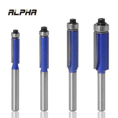 China CNC Machining ALPHA Professional Grade 4Pcs Milling Set 6MM Shank Model Flush Laminate Trimmer Bit Straight Bit Set for sale