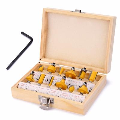 China Alpha Carbide 12pcs 1/2 1/4 8mm Shank CNC Carbide Wood Router Bit For Woodworking Woodworking for sale