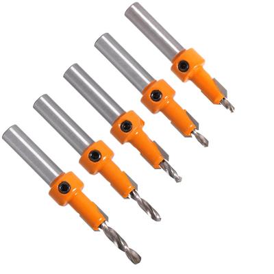 China Wood Working ALPHA Countersink 90 Degree 5PCS Adjustable Woodworking Drill Bit Set For Carpentry Woodworking for sale