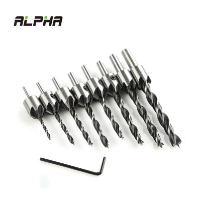 China ALPHA Wood Working 3-10MM 4PCS 7PCS Titanium Coating HSS Woodworking Tools Chamfer Countersink Drill Bit Set for sale