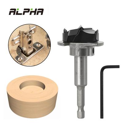 China Wood Hole Drilling ALPHA Hexagonal Forstner Leg 35mm Hinge Hole Opener Adjustable CTT Milling Cutter Tungsten Carbide Drill Bit For Woodworking for sale