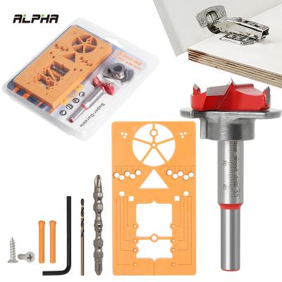 China ALPHA Diameter 35mm Woodworking Cutter Adjustable Hinge Hole Opener Woodworking Center Boring Hole Drill Bit Set Carbide Tilted Drilling Tool for sale