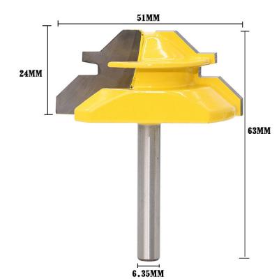 China Alpha Carbide 1/4*2 Tenon Cutter Woodworking 45 Degree Lock Miter Router Bit For Furniture Oblique Tenon Interface Making for sale