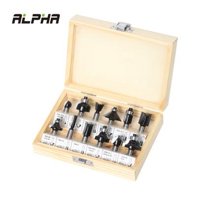 China Wholesale Hard Alloy YG6 Customized 12pcs Wood Router Bits Set Metal Woodworking Drilling and Milling Cutter for sale