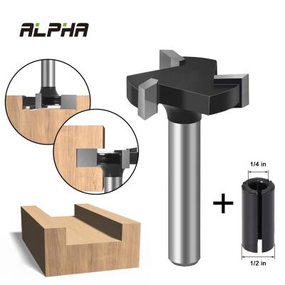 China YG6 Hard Alloy 3 Blade T Knife 6mm Handle 1-4 Handle Slab Flattening Router Bit Metal Wood Milling Cutter for sale