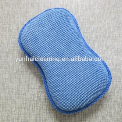 China Sustainable Microfiber Washing Sponge With Silver Scrubber , Sliver Kitchen Cleaning Sponge for sale