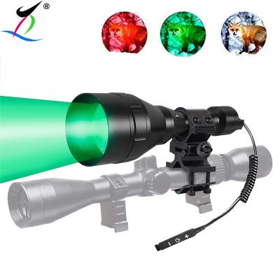 China Night Hunting Focus Zoomable 650 Yards Hunting Light Flashlight White Red Green Led Flashlight For Coyote Varmint Hog Wildcat for sale