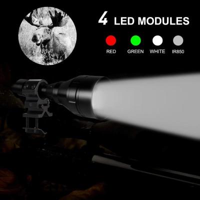 China Night Hunting HUNTLITE Night Hunting Powerful Background Flashlight Include White Green Red and 850nm IR Hunting Torch Kit for sale