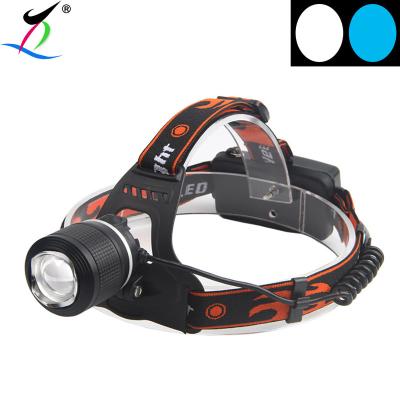 China Hunting Rechargeable Led Zoom Focus Headlight Outdoor Hunting Flashlight For Hunting Fishing Led Headlight Blue White And Yellow for sale