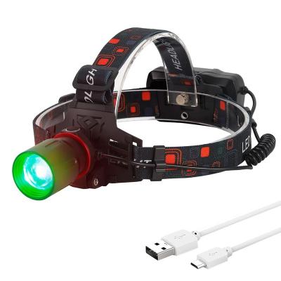 China Amazon Hot Selling High Power Red Green Waterproof Zoomable Hunting Headlight for sale