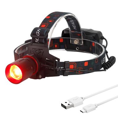 China Night Hunting Amazon Hot Selling Powerful Red Led Rechargeable Hunting Headlamp Powered By Two 18650 Rechargeable Battery For Hunting for sale