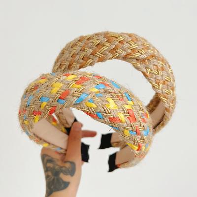 China Cruz multicolora simple Straw Vintage Headband With Wide-Brimmed para las mujeres en venta