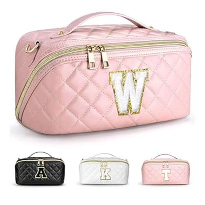 China PU Diamond lattice letter makeup bag Multi-functional waterproof toiletry bag for sale