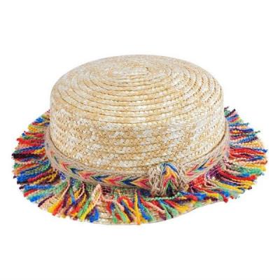 China Playa Straw Hat Woman de la borla del arco iris en venta