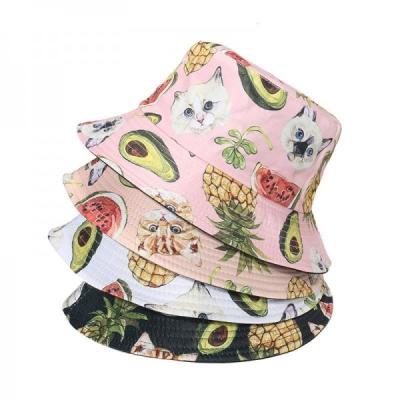 China Sombrero del cubo de la moda con el aguacate impreso Cat For Women de la piña en venta