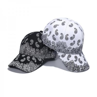 China Hip Hop Punk Cap Black And White Cashew Print Baseball Cap for sale