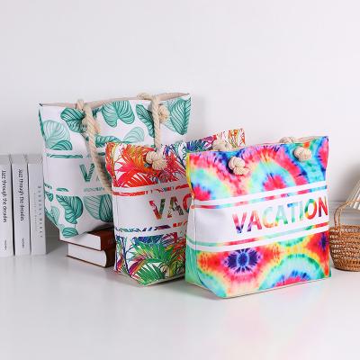 China Alphabet Digital Printing Large Capacity Canvas Beach Bag For Outside en venta