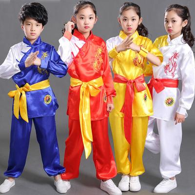 China New Kids Youth Breathable/Comfortable Wushu Suit Long/Short Sleeved Material Kung Fu Performance Suit Tai Chi Clothing Children Clothing Arts Suit for sale