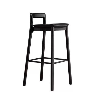 China WISEMAX Modern Simple Minimalist Furniture Restaurant Furniture Low Hope Back Bar Chair Home Bar Frame Solid Wood Bar Stool for sale