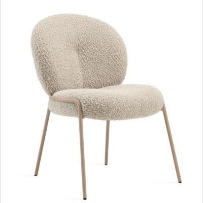 China Adjustable (Other) Dining Chair Modern Fashion Comfortable Restaurant Dining Chair Lamb Fur Fabric Upholstered Armrest Dining Chair for sale