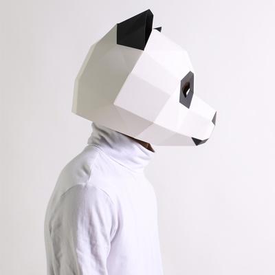 China 3D Face Mask Panda Cosplay Party Black And Halloween Eco-friendly White Handmade Paper Technique for sale