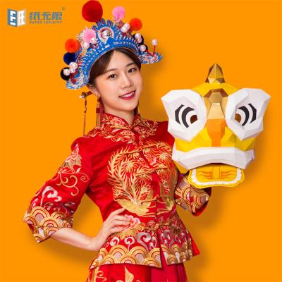 China Handmade hot sale chinese lion dancing pope mask handmade 3d head ranimal masks for diy activity/party for sale