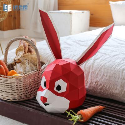 China Handmade Funny Design Cartoon Rabbit Shaped Eco-Friendly DIY Paper Mask 3d Halloween Party Mask Color Optional for sale