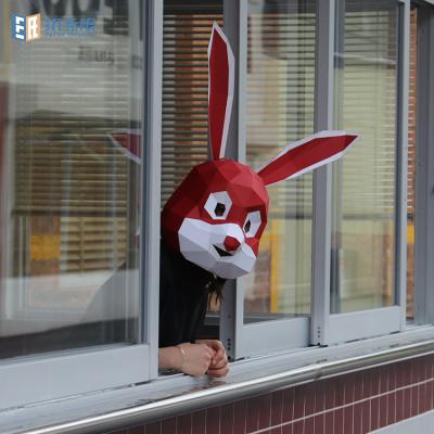 China Cartoon Handmade Style Masquerade Halloween Cosplay Party Costumes Rabbit Head Animal Mask For Adults And Children for sale