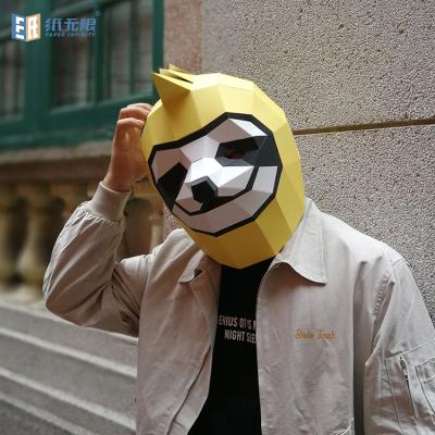 China DIY Handmade Product Orange Yellow Animal Head Molds Party Cosplay Handmade Props 3D Paper Mask for sale