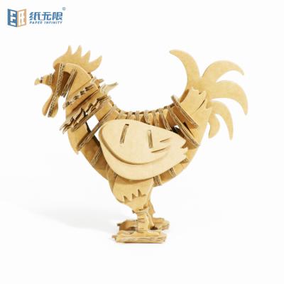 China DIY Intelligence Toys Paper Cardboard Animal Puzzle Practice OEM & ODM 3D Rooster Eco - Friendly for sale