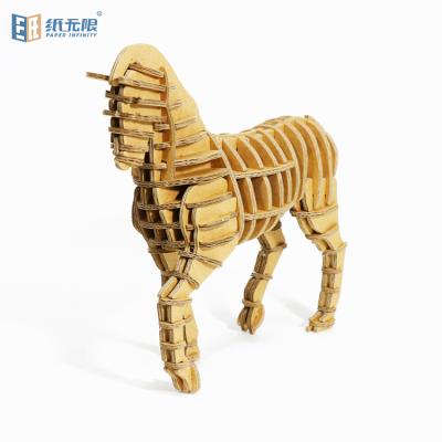 China Chinese Intelligence Children's Horse Horse DIY Practice New Design Zodiac Jigsaw Paper Jigsaw Animal 3d Puzzle for sale