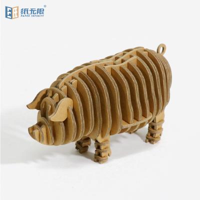 China DIY practice new style creative paper jigsaw pig shaped 3d puzzle diy toy with wholesale price for sale