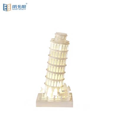 China Pisa paper-cut paper lamp decoration quantity new product DIY 3D craft gift upper leaning tower for sale