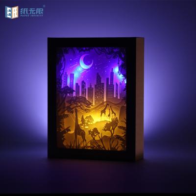 China 2019 New Luxury Fashion 3D Photo Frame Light And Shade Paper Carving Lamp For Home Decoration for sale