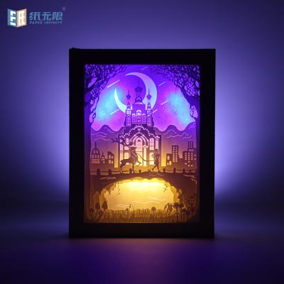 China Low moq luxury customized shade paper carvings 3d carve lamp led paper led 3d lamp for sale