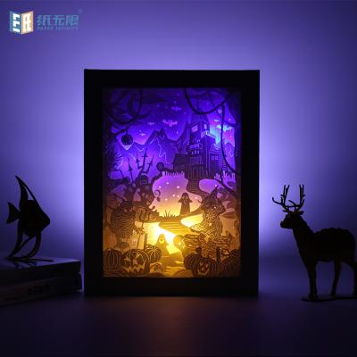 China New Art Product Luxury Creative USB Power LED Photo 3D Paper Cutting Lamp With Frame for sale