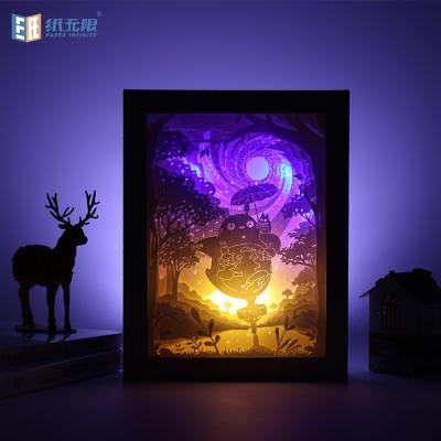 China Luxury Fine Fashion Creative Paper Carving 3D Led Bed Night Light Cartoon Photo Frame Lamp for sale