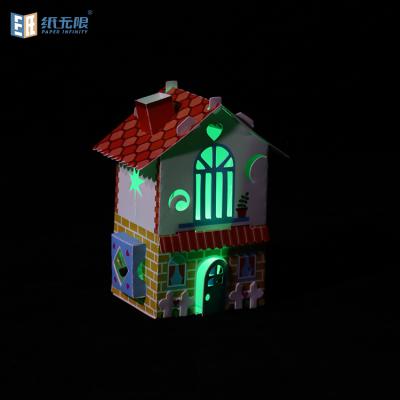 China Eco-Friendly Handmade Paperboard Crank Cardboard Music Box with LED Light for sale