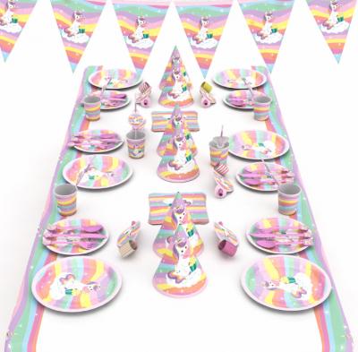 China Wholesale Unicorn Birthday Party Pack Unicorn Kids Birthday Party Decoration Set Party Supplies 50*30cm Opp Bag Packing for sale